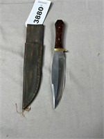Coffin Handle Belt Knife with Leather Sheath