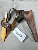Belt with Leather Holster & Sheath Knife