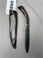 Antler Handle Home Knife and Leather Sheath