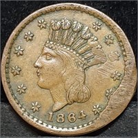 1864 Indian Head Our Army Civil War Token