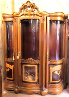 Italian Inlaid Bent Glass Display Cabinet