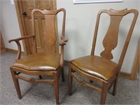 Two Vintage Leather Upholsted Chairs