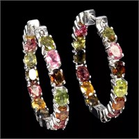 Natural Multi Color  Tourmaline Earrings