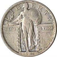 1923 STANDING LIBERTY QUARTER - XF, CLEANED