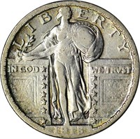 1918-D STANDING LIBERTY QUARTER - VF, CLEANED
