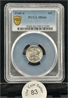 1945 S Mercury Dime PCGS MS-66