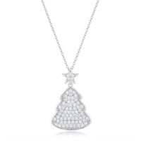 Round 5.75ct White Topaz Christmas Tree Necklace