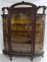 Fancy Carved Curved Glass China Cabinet