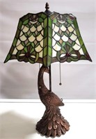 Stained Glass Lamp w/ Peacock Base - 24" tall