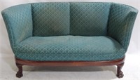 Vintage Upholstered Claw Foot Settee