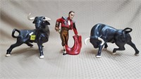 Vintage Ceramic Bulls & Matador Statues