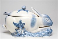 Italian Porcelain Rabbit-Form Tureen & Ladle