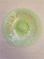 Opalescent Green Depression Glass Footed Plate