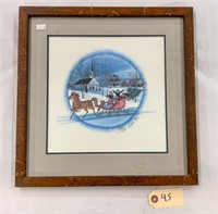 "Sleigh Ride" by P. Buckley Moss '86, Framed Print