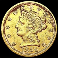 1854 $2.5 Gold Quarter Eagle CLOSELY UNCIRCULATED