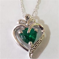 $100 Silver Simulated Emerald Necklace