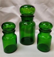 3Pc MCM Emerald Green Belgium Canister Set