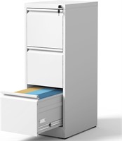 3 Drawer File Cabinet with Lock  White