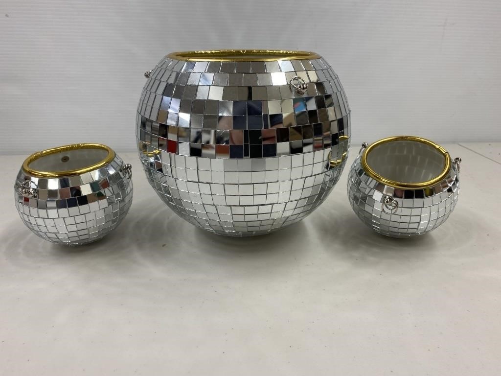 Set of 3 Hanging Disco Ball Planters