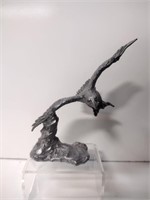 Cast Metal Flying Eagle Sculpture