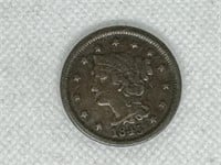 1845 Large One Cent Coin