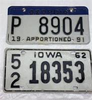 1991 Georgia/ 1962 Iowa plates
