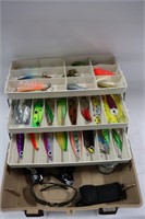 OLD PAL TACKLE BOX WITH LURES, REELS ETC
