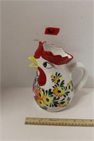 Floral Ceramic Chicken Pitcher  Made in Italy