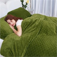 QUEEN Sage Green Velvet Duvet Set