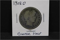 1908 D Silver Barber Half Dollar