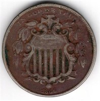 1866 Shield Nickel With Rays