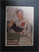 1957 TOPPS #193 DEL RICE MILWAUKEE BRAVES