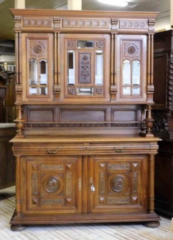 Grand Henri II Style Walnut Buffet.