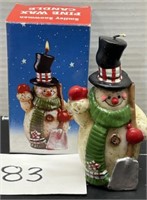 Vintage Smiley Snowman Fine Wax Candle; 6"