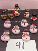 (11) Miniature Snowman Wax Candles