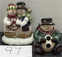 (2) Fine Wax Snowman Candles; 7"