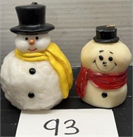 (2) Fine Wax Snowman Candles; 5"