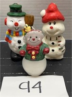 (3) Fine Wax Snowman Candles; 4.5"