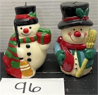 (2) Fine Wax Snowman Candles; 6"