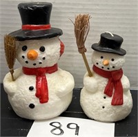 (2) vintage Snowman fine wax candles; 7"