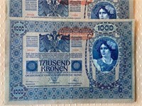Lot of 5 – Austria-Hungary Banknotes “1000 Kronen”