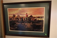 COWBOYS PRINT FRAMED & MATTED PRINT SIGNED BY
