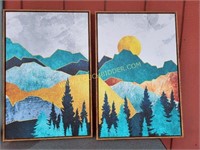Framed Canvas Mountain Range Abstract Prints