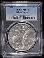 2018 AMERICAN SILVER EAGLE PCGS MS70