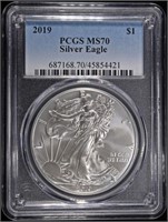 2019 AMERICAN SILVER EAGLE PCGS MS70