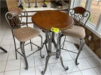 High top metal table with two chairs, table 42 in
