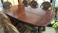 DINING TABLE WITH 7 RATTAN DINING CHAIRS