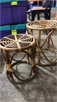 2 SMALL RATTAN PLANT STANDS