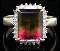 Platinum 6.54 ct Tourmaline & Diamond Ring