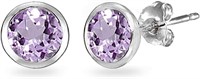 Round Cut .90ct Amethyst Solitaire Earrings